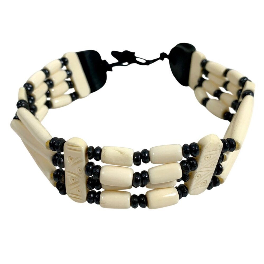 Handmade Buffalo Bone Hairpipe Traditional Tribal Choker Leather Closure  Unisex
